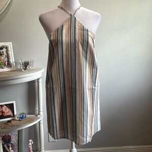 [Le Lis] Metallic Blue/White Striped Mini Dress - NWT
